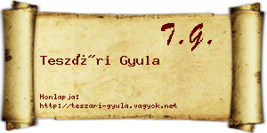 Teszári Gyula névjegykártya